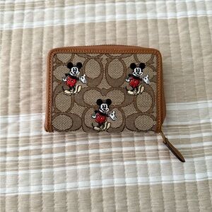 Coach Brown and Red Mickey Mouse Wallet